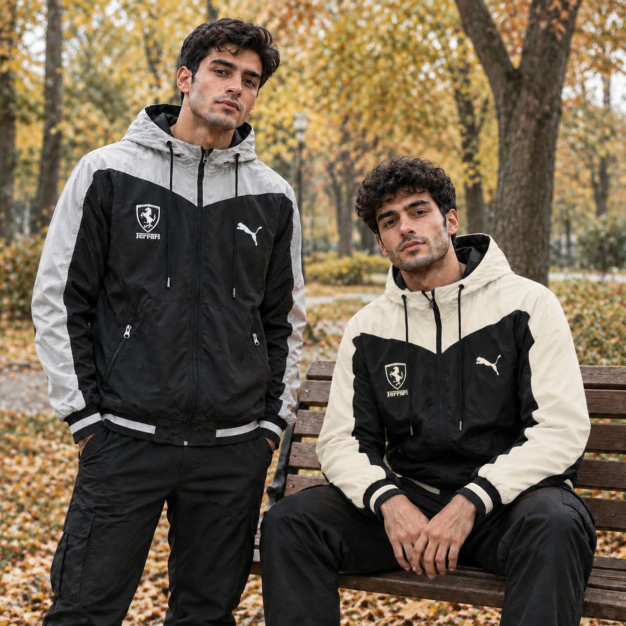 کاپشن مشکی کرم مردانه مدل Ferrari