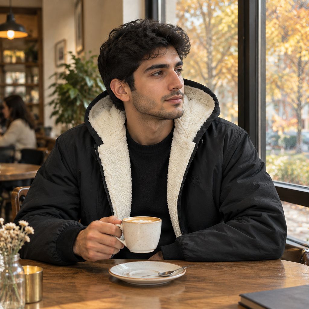 کاپشن مردانه مشکی داخل تمام خز مدل adidas-مشکی