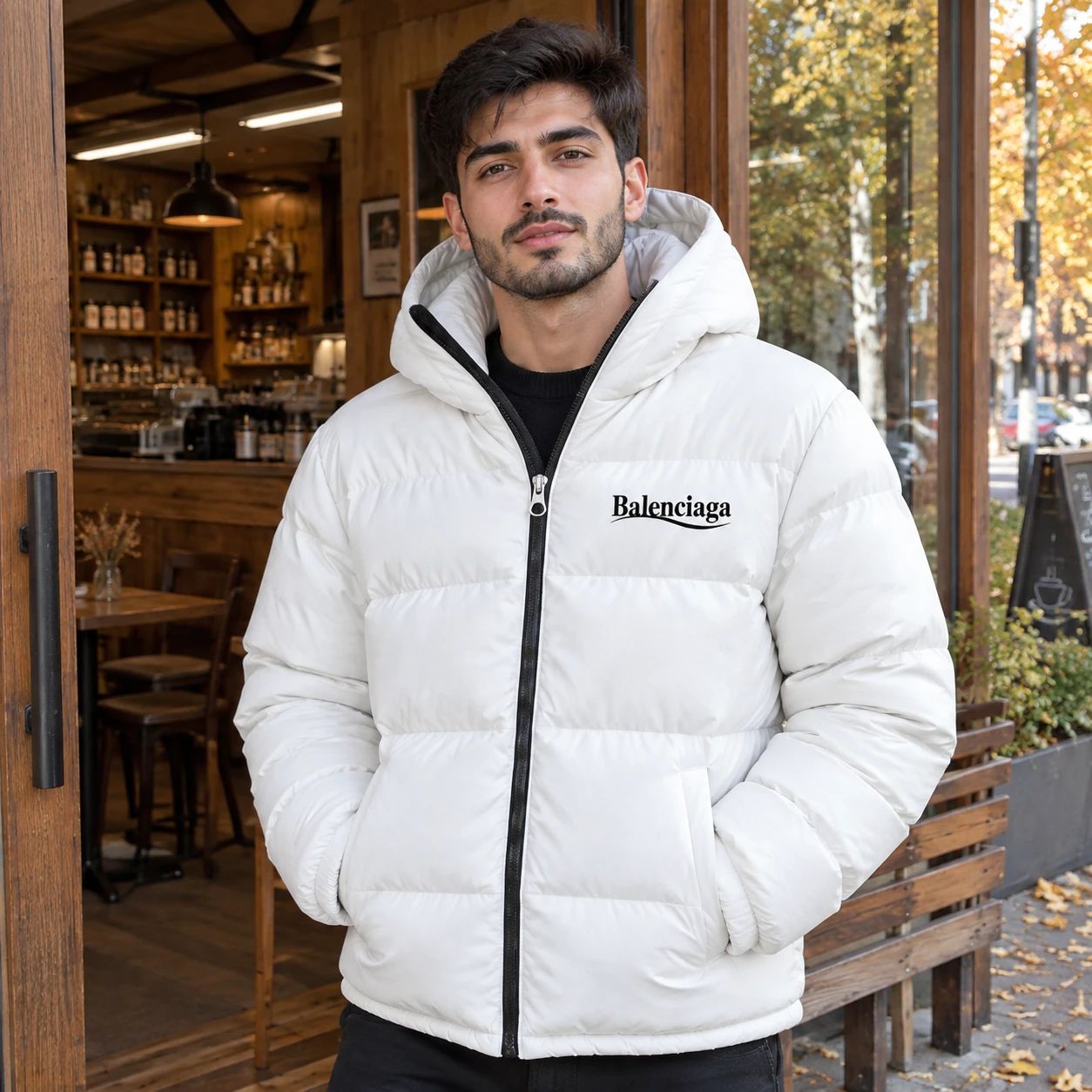 کاپشن ضد آب داخل پشمی Balenciaga-سفید